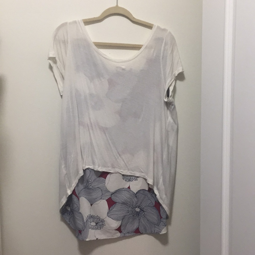 White and red floral dress shirt